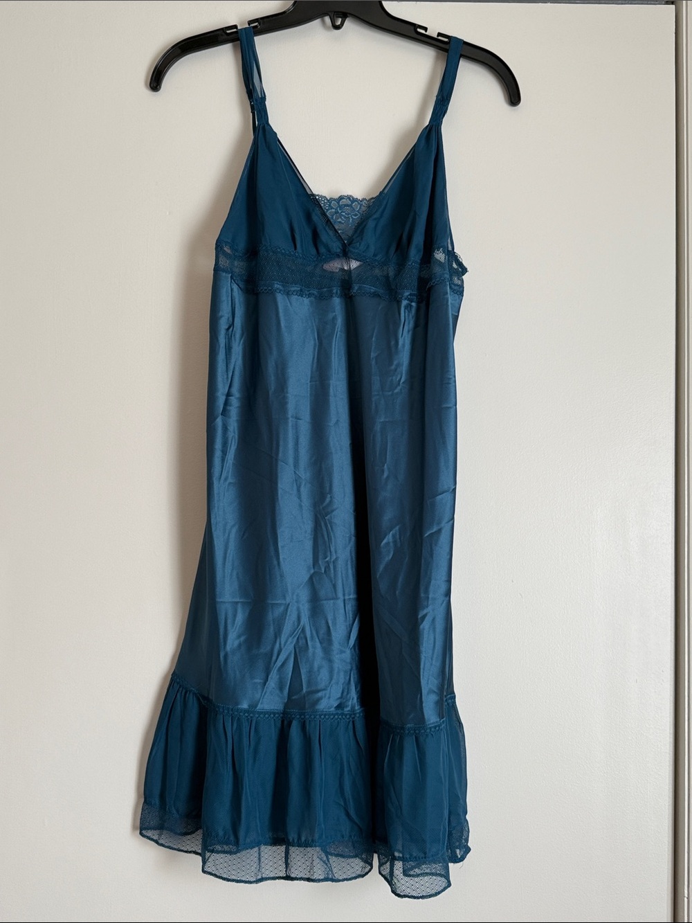 Victoria's Secret Teal Lace-Trim Slip Dress